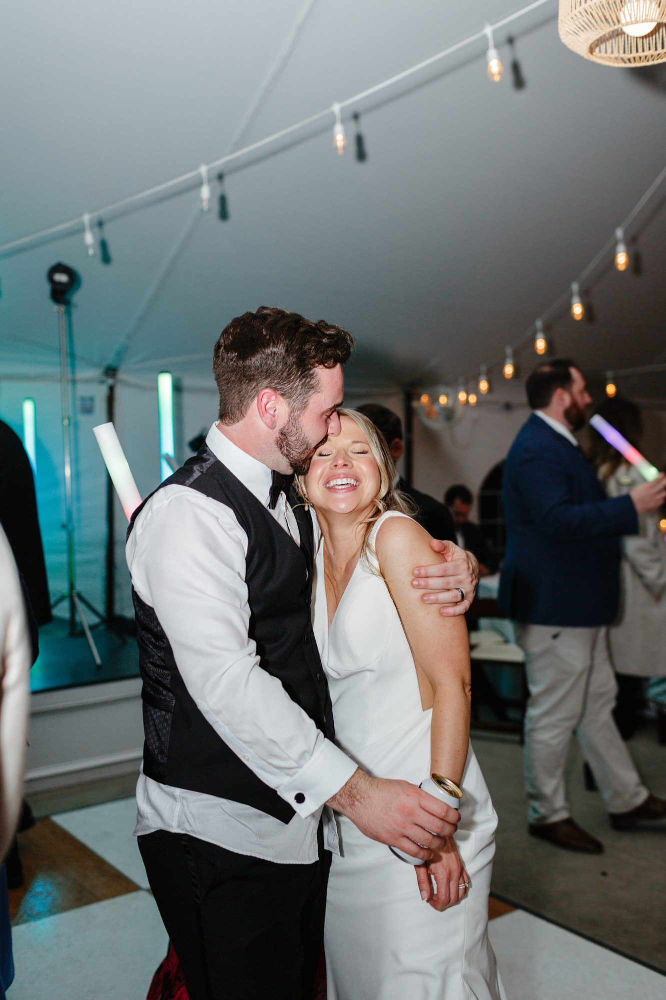 Couple dancing together in the tent at Historic Whitewood