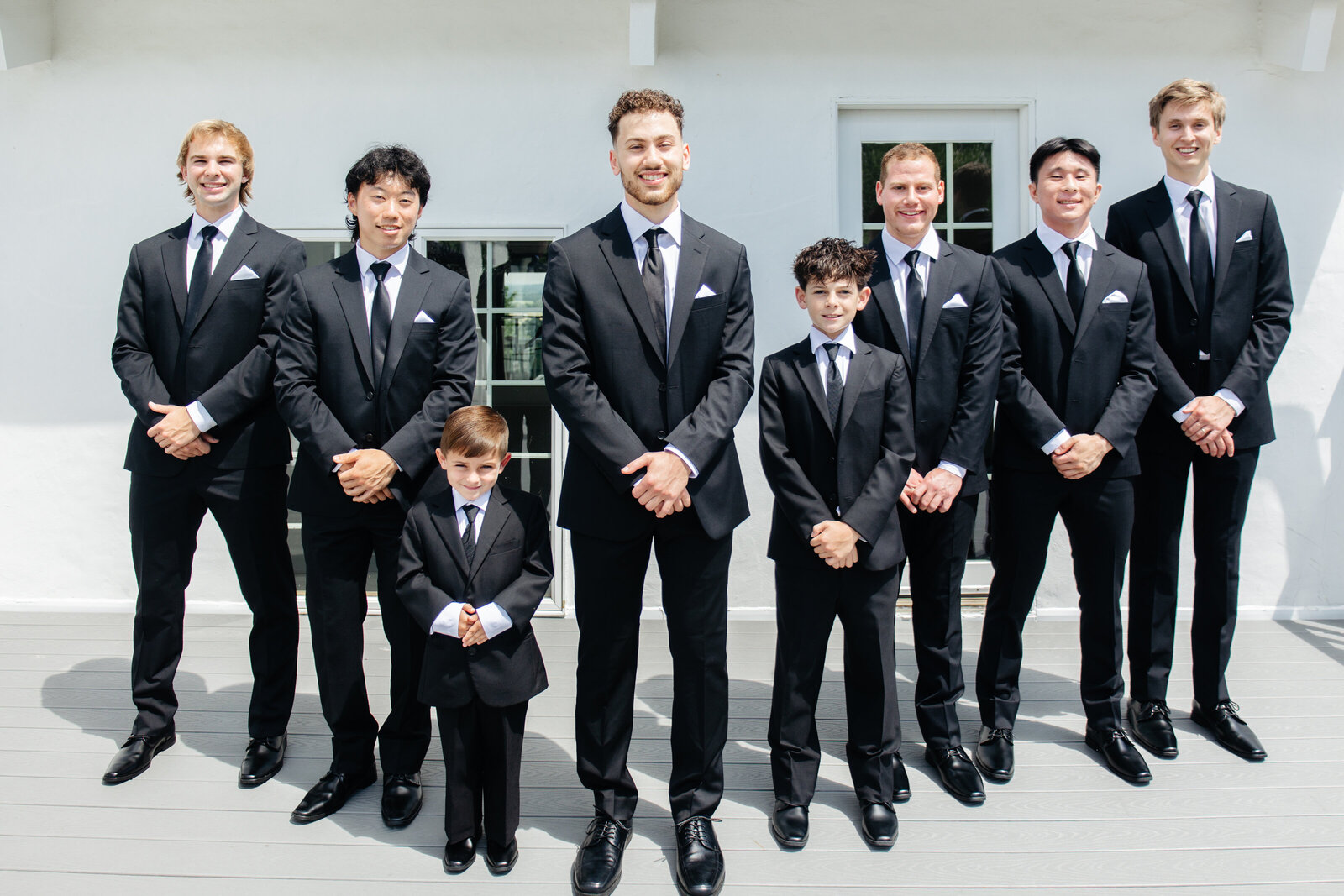 Groom with his groomsmen and ring bearers at The View at Bluemont