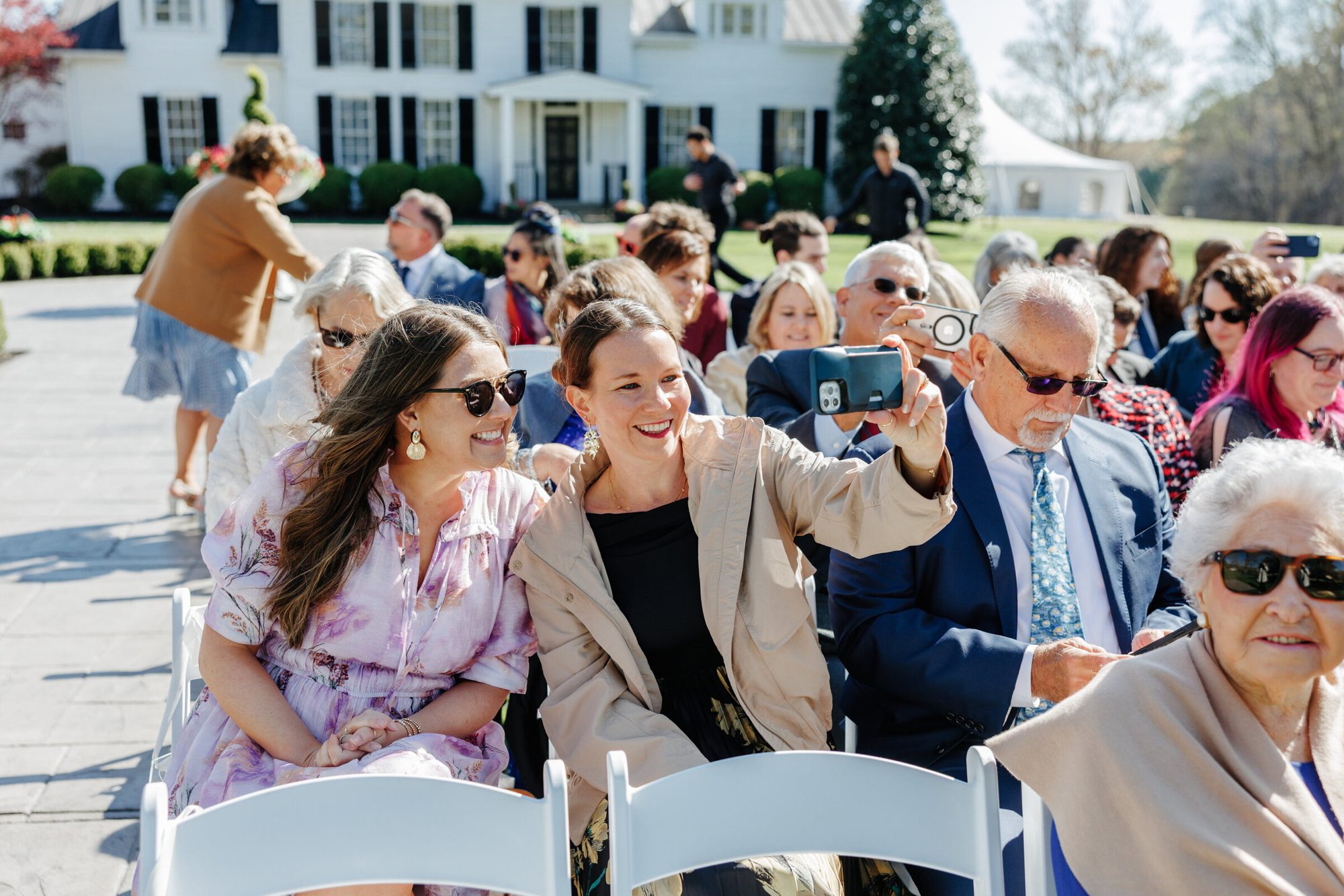 Guests seated for the outdoor ceremony at Historic Whitewood